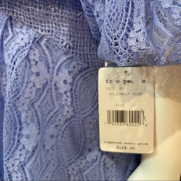 Free People Womens Lace Overlay Mock Neck Broadway Blue Mini Dress - Picture 10 of 12